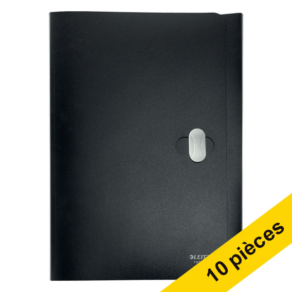 Leitz Offre : 10x Leitz Recycle chemise à 3 rabats A4 avec fermeture - noir  280025 - 1
