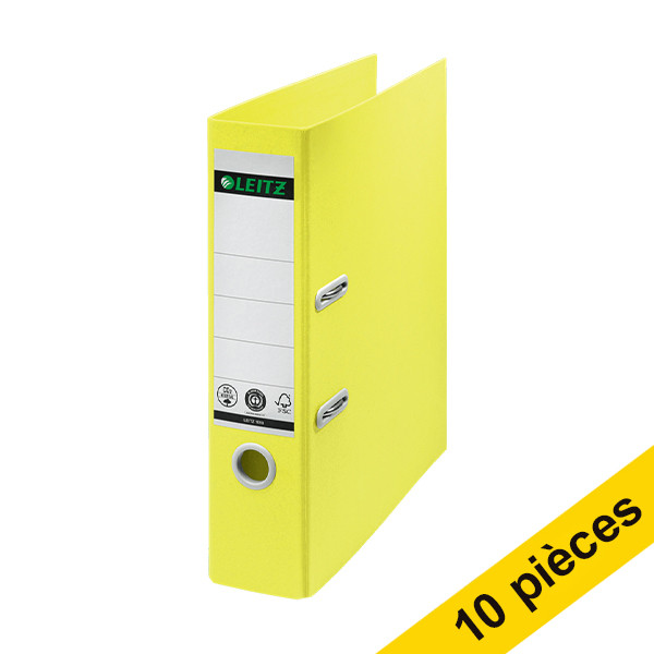 Offre : 10x Leitz Recycle classeur A4 en papier mâché 80 mm - jaune 227568 - 1