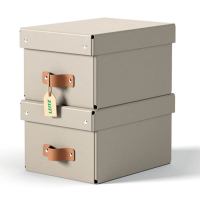 Leitz Puro boîte de rangement en carton petite taille avec poignées en cuir (2 pièces) - beige 213447