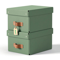 Leitz Puro boîte de rangement en carton petite taille avec poignées en cuir (2 pièces) - vert 213446