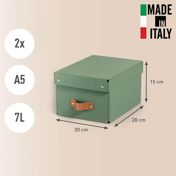 Leitz Puro boîte de rangement en carton petite taille avec poignées en cuir (2 pièces) - vert 213446 - 2