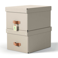 Leitz Puro boîte de rangement moyenne en carton avec poignées en cuir (2 pièces) - beige 213455