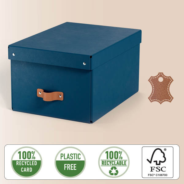Leitz Puro boîte de rangement moyenne en carton avec poignées en cuir (2 pièces) - bleu 213456 - 2