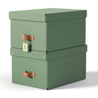 Leitz Puro boîte de rangement moyenne en carton avec poignées en cuir (2 pièces) - vert 213454