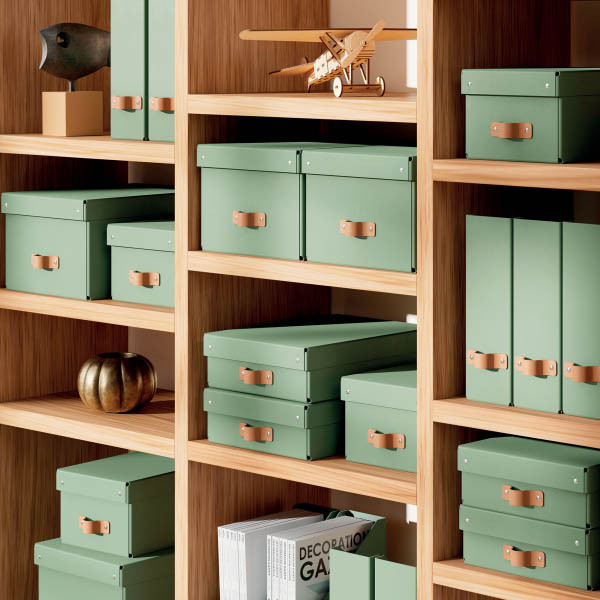 Leitz Puro boîte de rangement moyenne en carton avec poignées en cuir (2 pièces) - vert 213454 - 3