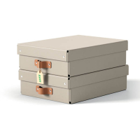 Leitz Puro boîte de rangement moyenne en carton avec poignées en cuir basse (2 pièces) -  beige 213451