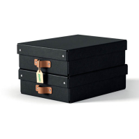 Leitz Puro boîte de rangement moyenne en carton avec poignées en cuir basse (2 pièces) - noir 213453