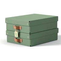 Leitz Puro boîte de rangement moyenne en carton avec poignées en cuir basse (2 pièces) - vert 213450