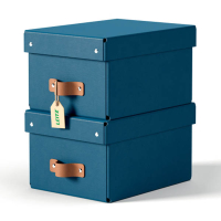 Leitz Puro petite boîte de rangement en carton avec poignées en cuir - bleu (2 pièces) 213448
