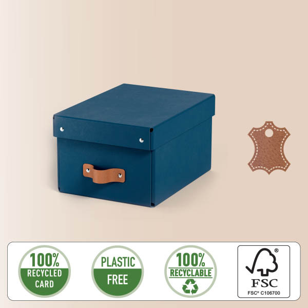 Leitz Puro petite boîte de rangement en carton avec poignées en cuir - bleu (2 pièces) 213448 - 2
