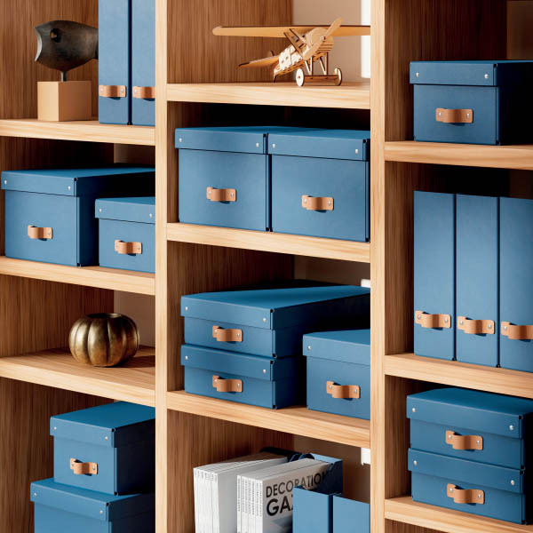 Leitz Puro petite boîte de rangement en carton avec poignées en cuir - bleu (2 pièces) 213448 - 3