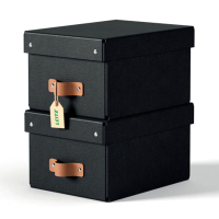 Leitz Puro petite boîte de rangement en carton avec poignées en cuir - noir (2 pièces) 213449