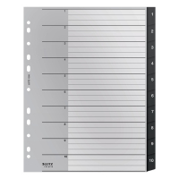Leitz Recycle intercalaires A4 en plastique avec 10 onglets (11 trous) - noir 12080000 226470