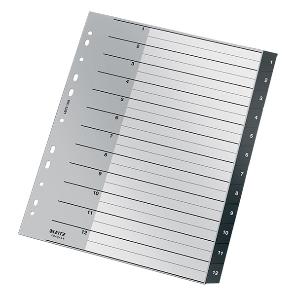 Leitz Recycle intercalaires A4 en plastique avec 12 onglets (11 trous) - noir 12090000 226471 - 4