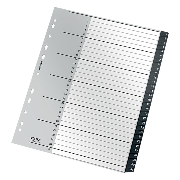 Leitz Recycle intercalaires A4 en plastique avec 31 onglets (11 trous) - noir 12180000 226473 - 3