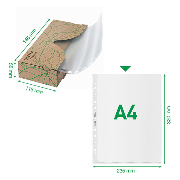 Leitz Recycle pochette transparente A4 11 trous 70 microns (40 pièces) 40220003 227567 - 2