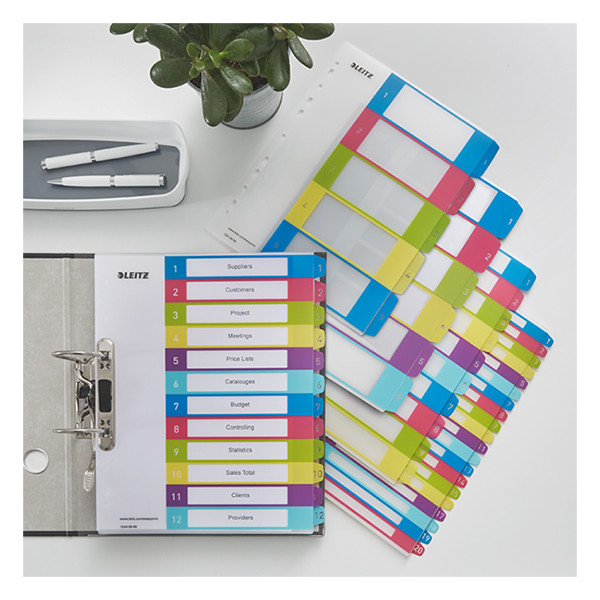 Leitz WOW intercalaires imprimables A4+ en plastique avec 10 onglets assortiment (11 trous) 12430000 226124 - 2