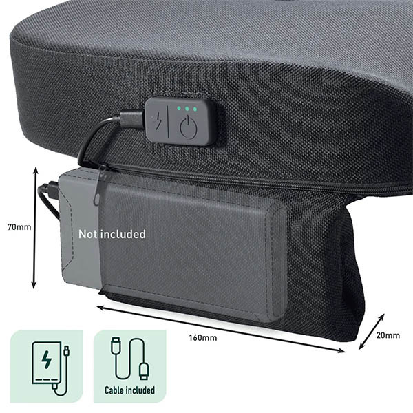 Leitz iComfi coussin de siège chauffant ergonomique - gris foncé 401302 - 5