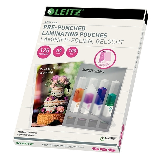 Leitz iLAM pochette de plastification A4 avec ruban de perforation brillant 2x125 microns (100 pièces) 33878 211116 - 1