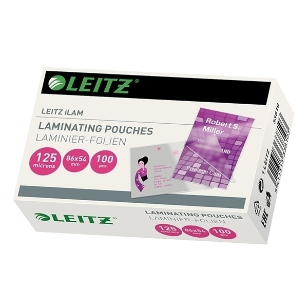 Leitz iLAM pochette de plastification pour cartes de crédit 54 x 86 mm brillant 2x125 microns (100 pièces) 33810 211120 - 1