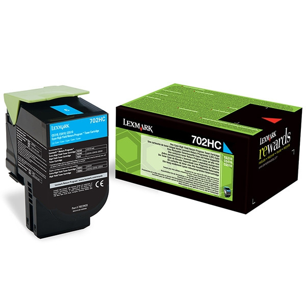 Lexmark 702HC (70C2HC0) toner haute capacité (d'origine) - cyan 70C2HC0 037248 - 1