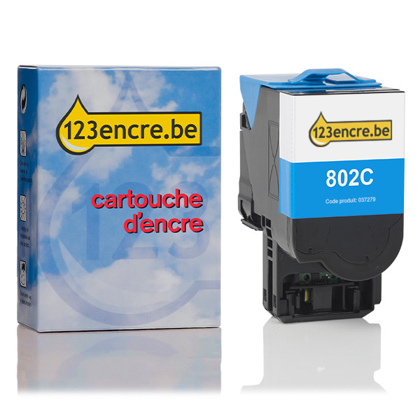 Lexmark 802C (80C20C0) toner faible capacité (marque 123encre) - cyan 80C20C0C 037279 - 1