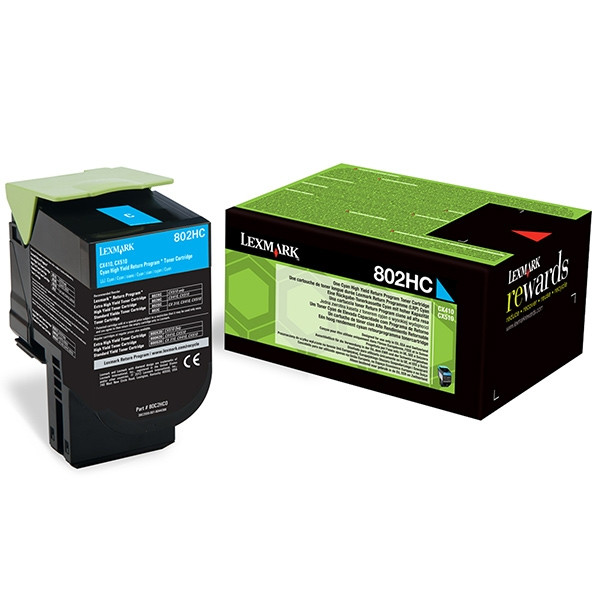 Lexmark 802HC (80C2HC0) toner haute capacité (d'origine) - cyan 80C2HC0 037294 - 1