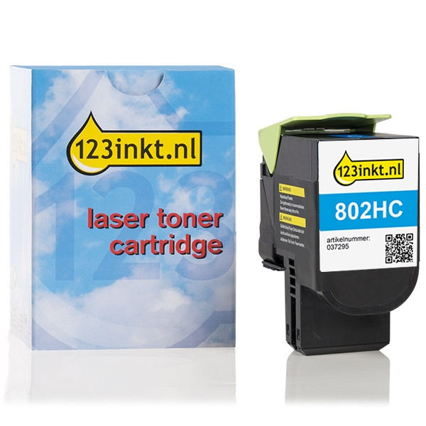 Lexmark 802HC (80C2HC0) toner haute capacité (marque 123encre) - cyan 80C2HC0C 037295 - 1