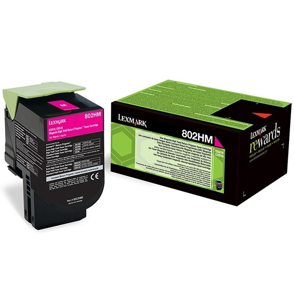 Lexmark 802HM (80C2HM0) toner haute capacité (d'origine) - magenta 80C2HM0 901809 - 1