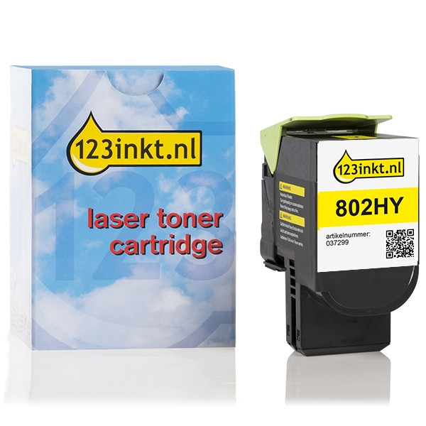 Lexmark 802HY (80C2HY0) toner haute capacité (marque 123encre) - jaune 80C2HY0C 037299 - 1