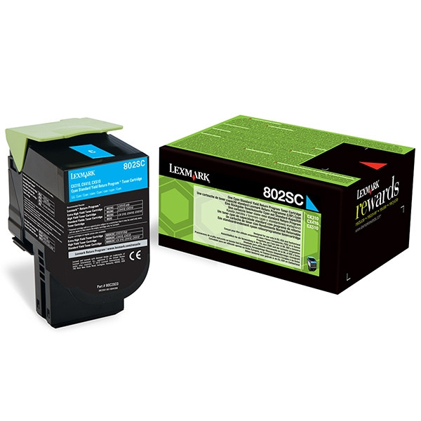 Lexmark 802SC (80C2SC0) toner (d'origine) - cyan 80C2SC0 037286 - 1