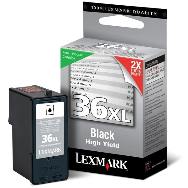 Lexmark N°36XL (18C2170E) cartouche d'encre haute capacité (d'origine) - noir 18C2170E 040375 - 1
