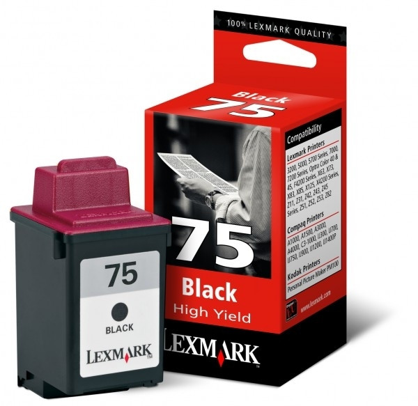 Lexmark N°75 (12A1975) cartouche d'encre haute capacité (d'origine)  - noir 12A1975E 040025 - 1