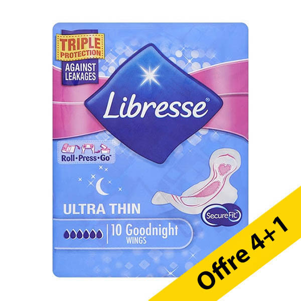 Offre : 5x Libresse Ultra Goodnight serviettes hygiéniques (10 pièces) SLI00047 - 1