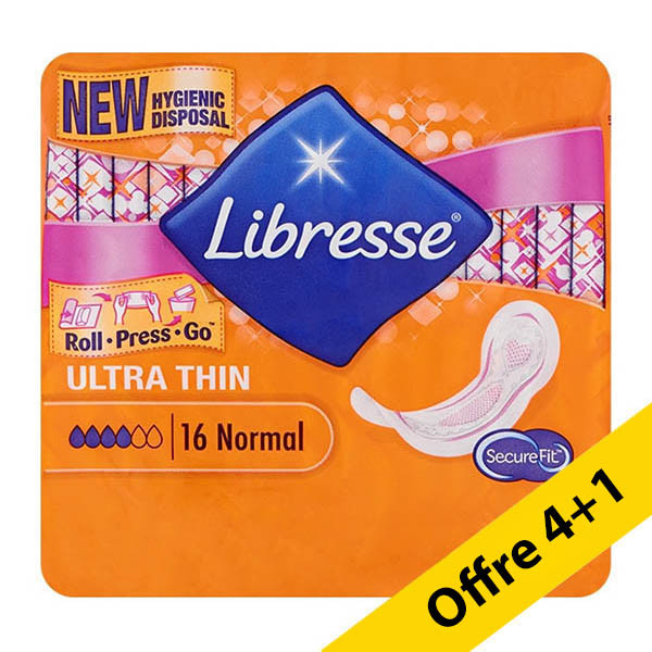 Offre : 5x Libresse Ultra Thin serviettes hygiéniques normales (16 pièces) SLI00046 - 1