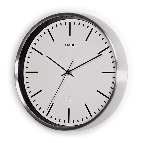 Maul Fly horloge murale radiocommandée en aluminium avec cadran blanc (Ø 30,5 cm) - gris argenté 9063402 402517 - 2