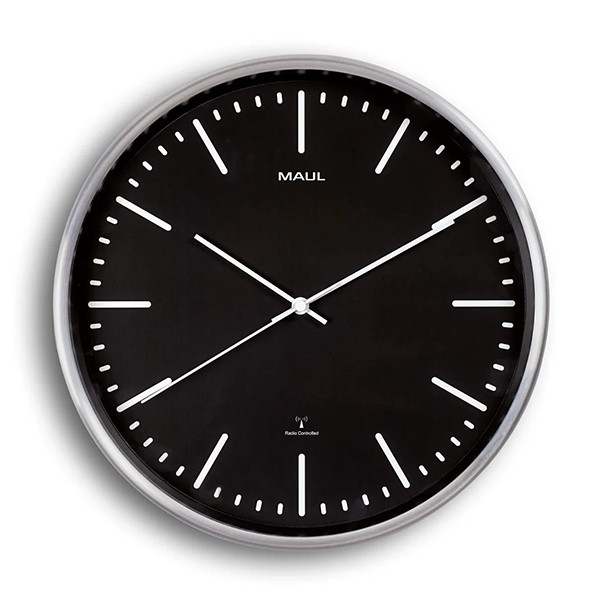 Maul MAULfly horloge murale radiocommandée en aluminium avec cadran noir (Ø 30,5 cm) - gris argenté 9063490 402518 - 1
