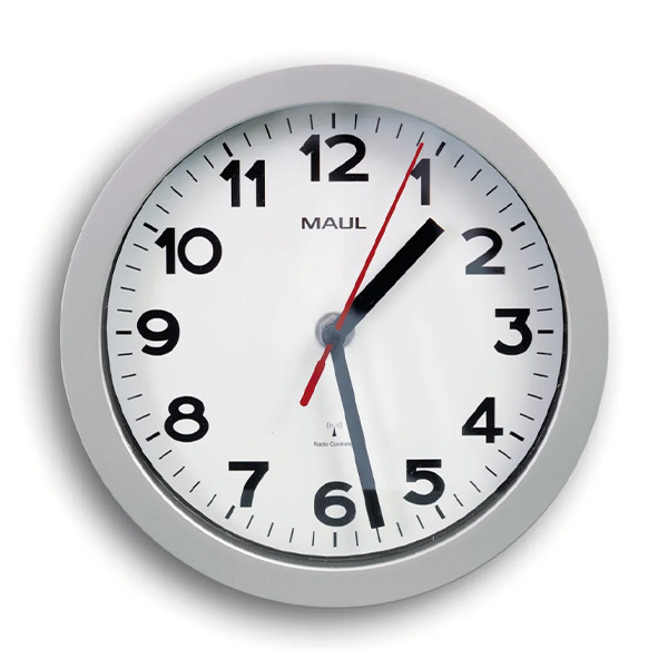 Maul MAULstep horloge murale radiocommandée en plastique avec cadran blanc (Ø 20 cm) - gris 9052895 402498 - 1