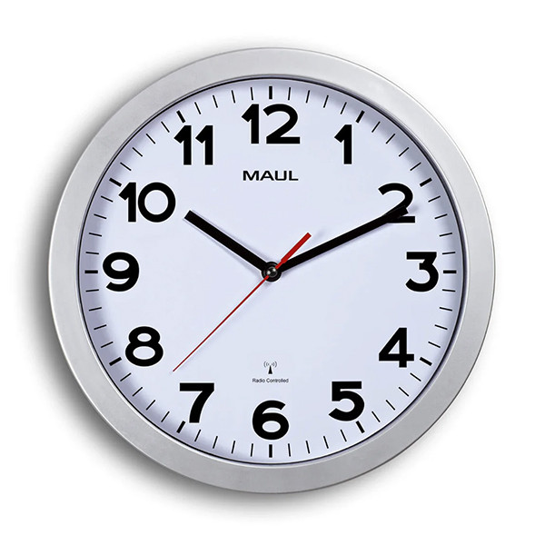 Maul MAULstep horloge murale radiocommandée en plastique avec cadran blanc (Ø 30 cm) - gris 9053095 402497 - 1