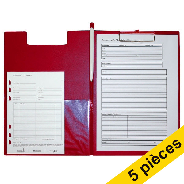 Offre : 5x Maul porte-bloc avec rabat A4 format portrait - rouge 402470 - 1