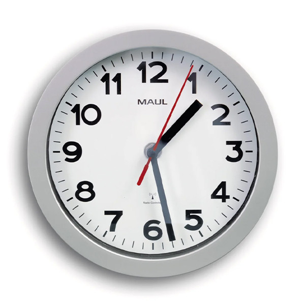 Maul Step horloge murale radiocommandée en plastique avec cadran blanc (Ø 20 cm) - gris 9052895 402498 - 1