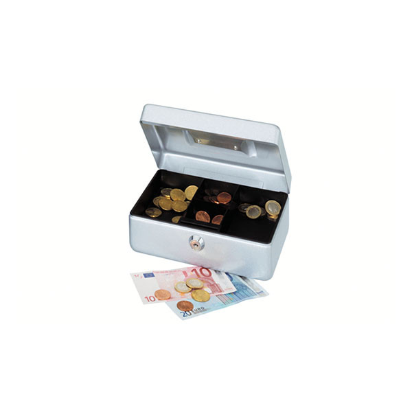 Caisse à monnaie - Boîte en métal argent 20 x 17 x 9 cm
