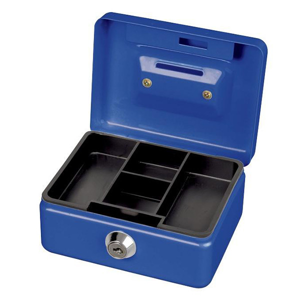 Maul caisse à monnaie en acier avec fente (12,5 x 9,5 x 6 cm) - bleu 5603037 402236 - 1