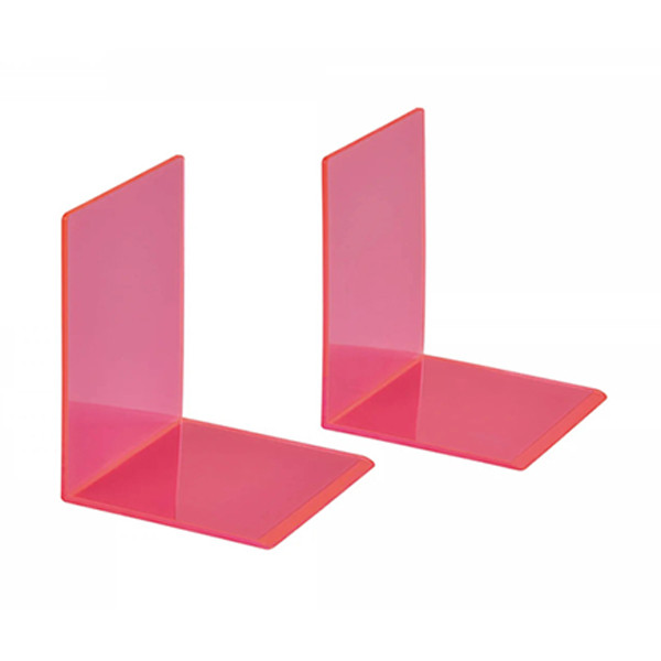 Maul serre-livres acrylique 10 x 10 x 13 cm (2 pièces) - rose fluo transparent 3513621 402340 - 2