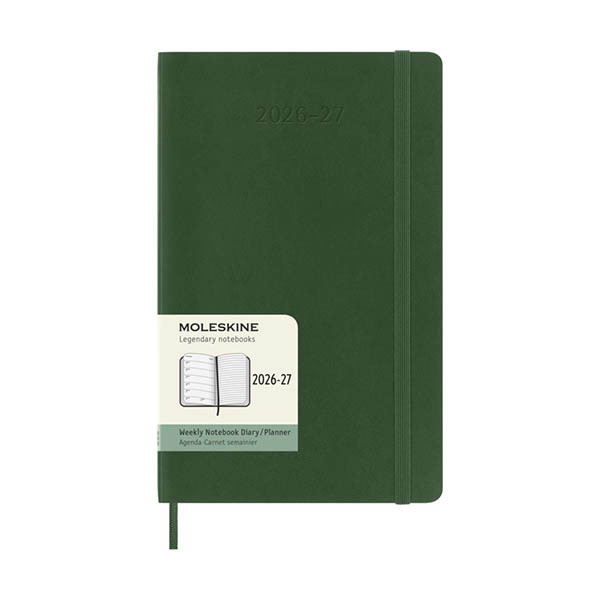Moleskine Large agenda semainer 18 mois 2026-2027 à couverture souple (ANGL) - vert myrte 440044 - 7