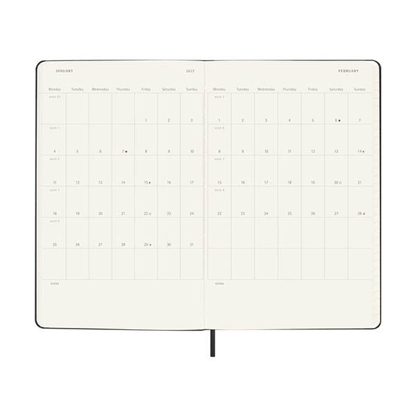 Moleskine Large agenda semainier 18 mois 2026-2027 à couverture rigide (ANGL) - noir 440036 - 4