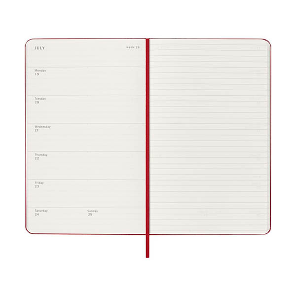 Moleskine Large agenda semainier 18 mois 2026-2027 à couverture rigide (ANGL) - rouge écarlate 440038 - 3