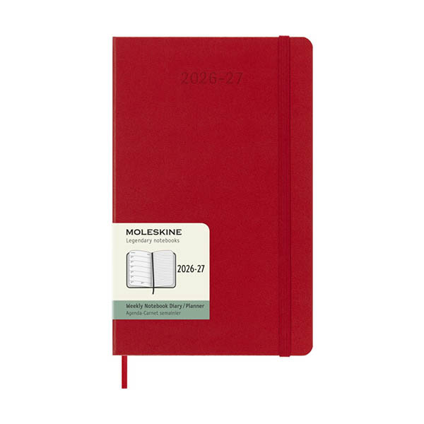 Moleskine Large agenda semainier 18 mois 2026-2027 à couverture rigide (ANGL) - rouge écarlate 440038 - 7