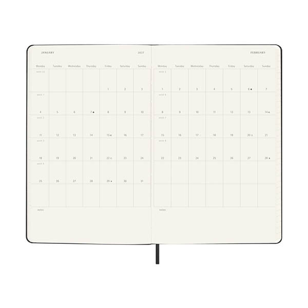 Moleskine Large agenda semainier 18 mois 2026-2027 à couverture rigide (format paysage) ANGL - noir 440045 - 4