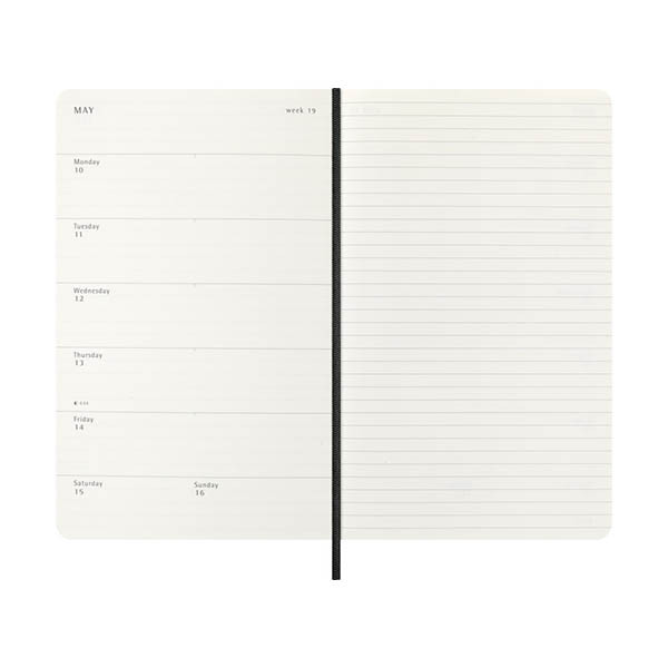 Moleskine Large agenda semainier 18 mois 2026-2027 à couverture souple (ANGL) - noir 440040 - 3